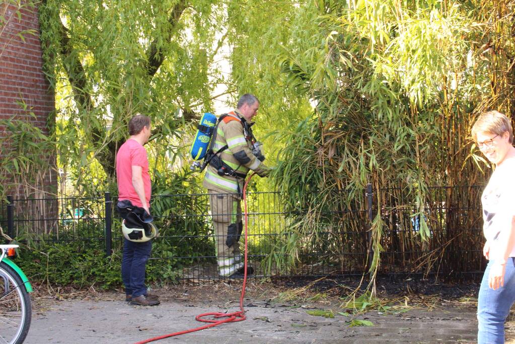 Buurtbewoners blussen brandend riet