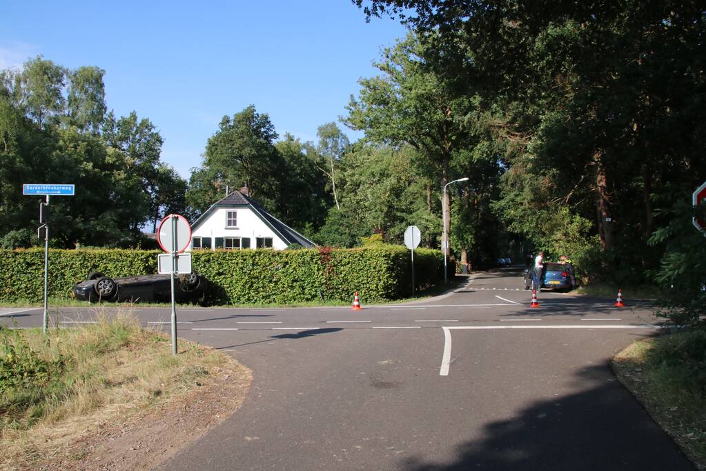 Auto op de kop in de sloot