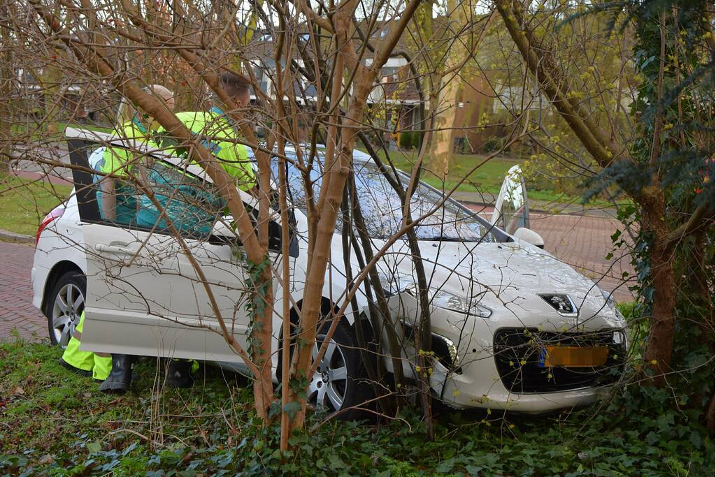 Automobilist schiet van de weg en belandtt in bosschage