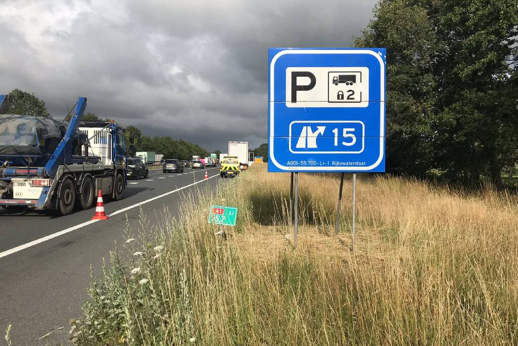 Truck met luchtproblemen stilgevallen