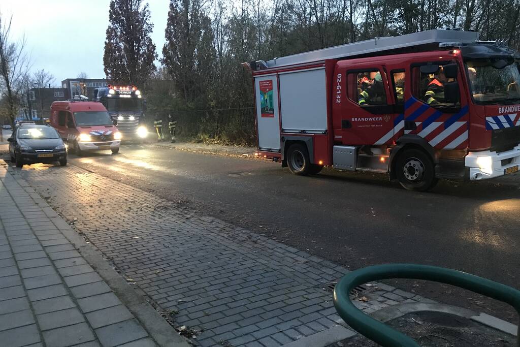 Veel brandweer bij instortingsgevaar oefening