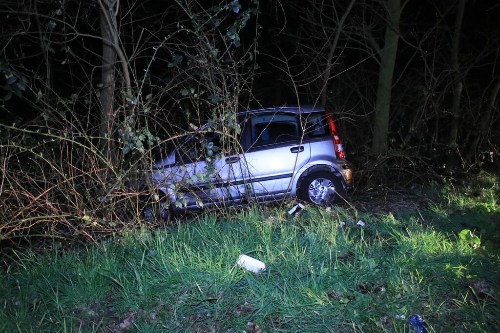 Automobilist vliegt uit de bocht en belandt in de bosjes