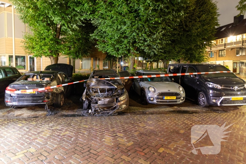 Meerdere voertuigen beschadigd door brand