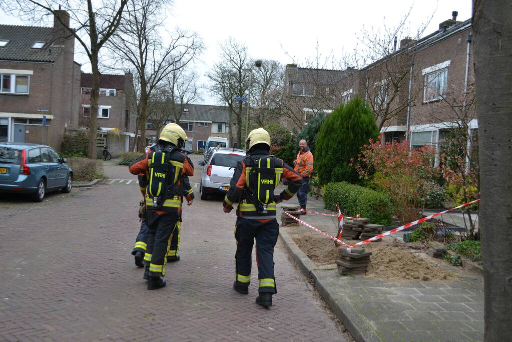 Gasleiding geraakt bij graafwerkzaamheden