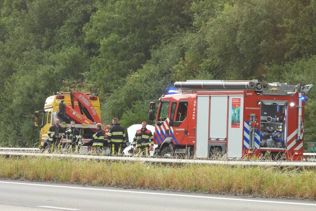 Autobrand blijkt pechgeval op snelweg