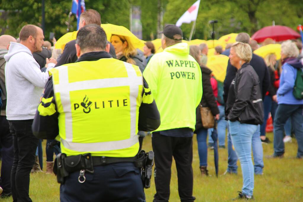 Demonstranten demonsteren tegen kabinetsbeleid