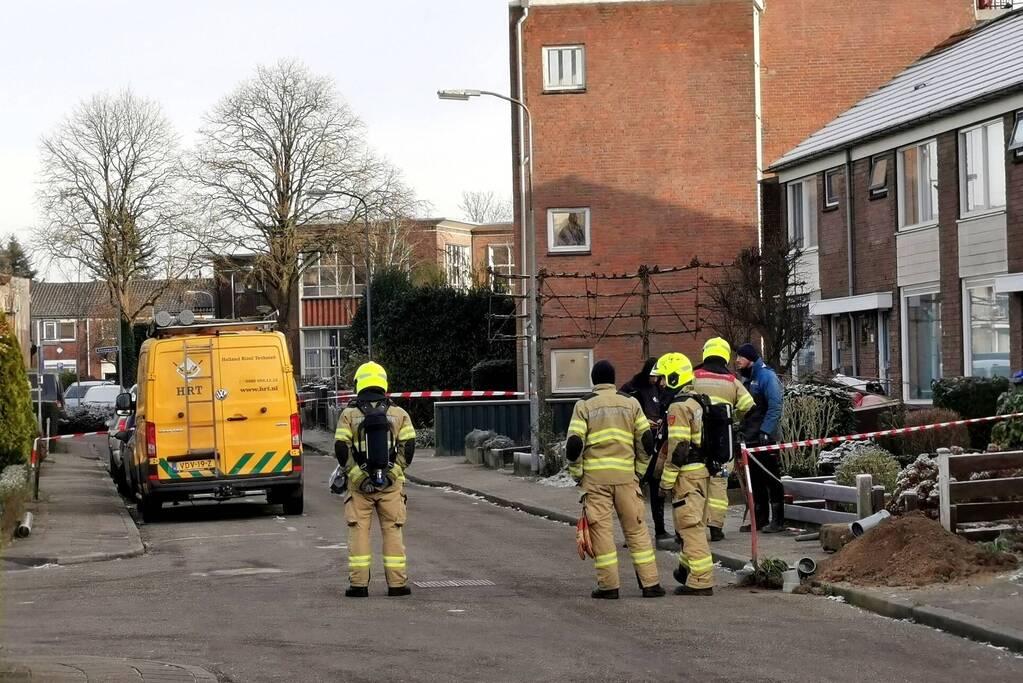 Gasleiding geraakt bij rioleringswerkzaamheden