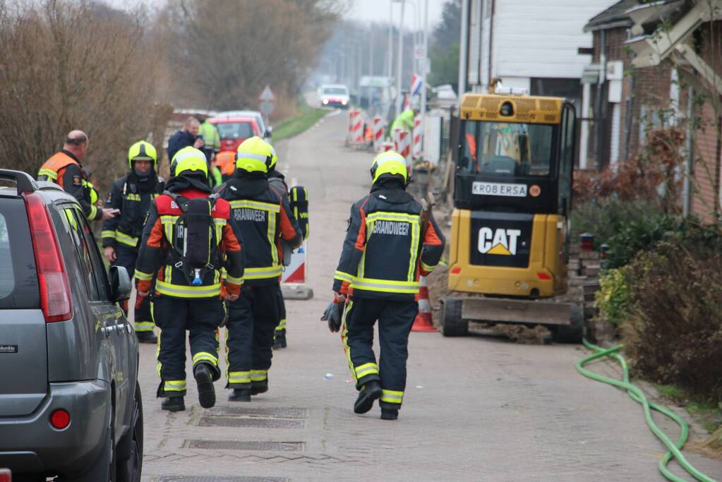 Gasleiding geraakt bij graafwerkzaamheden