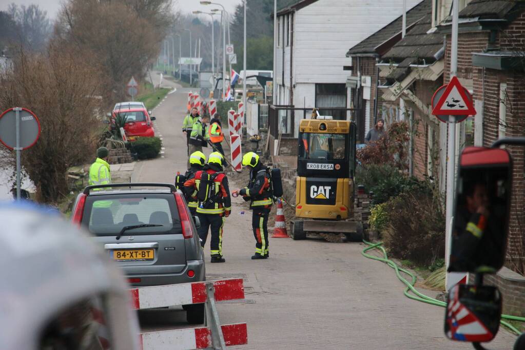 Gasleiding geraakt bij graafwerkzaamheden