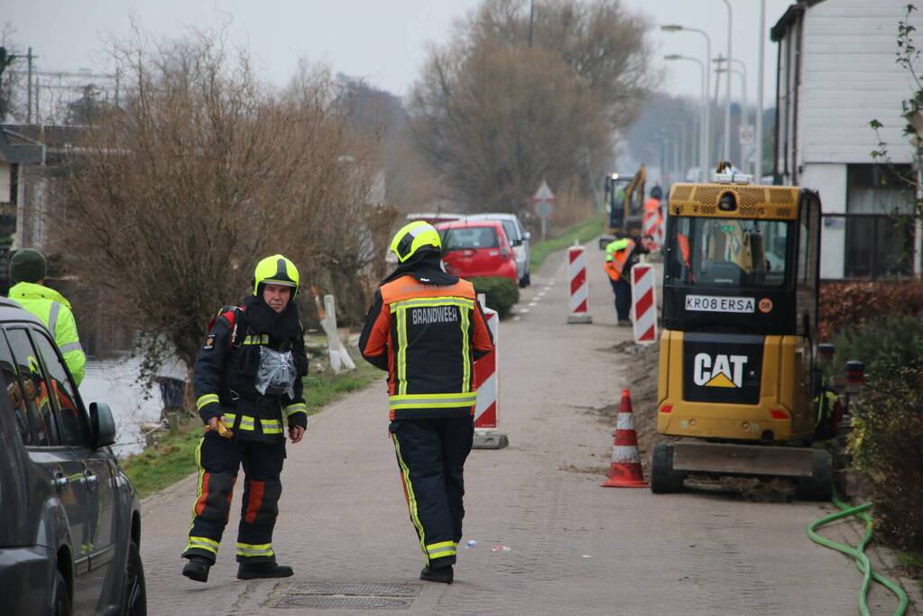 Gasleiding geraakt bij graafwerkzaamheden