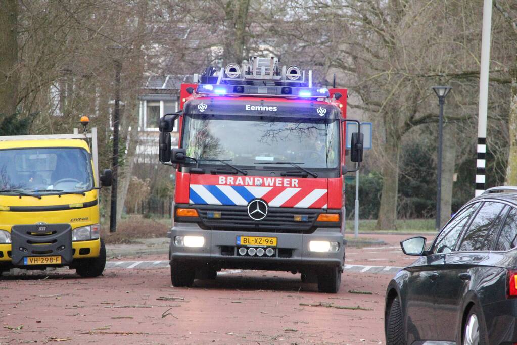 Boom blokkeert weg bij winkelcentrum