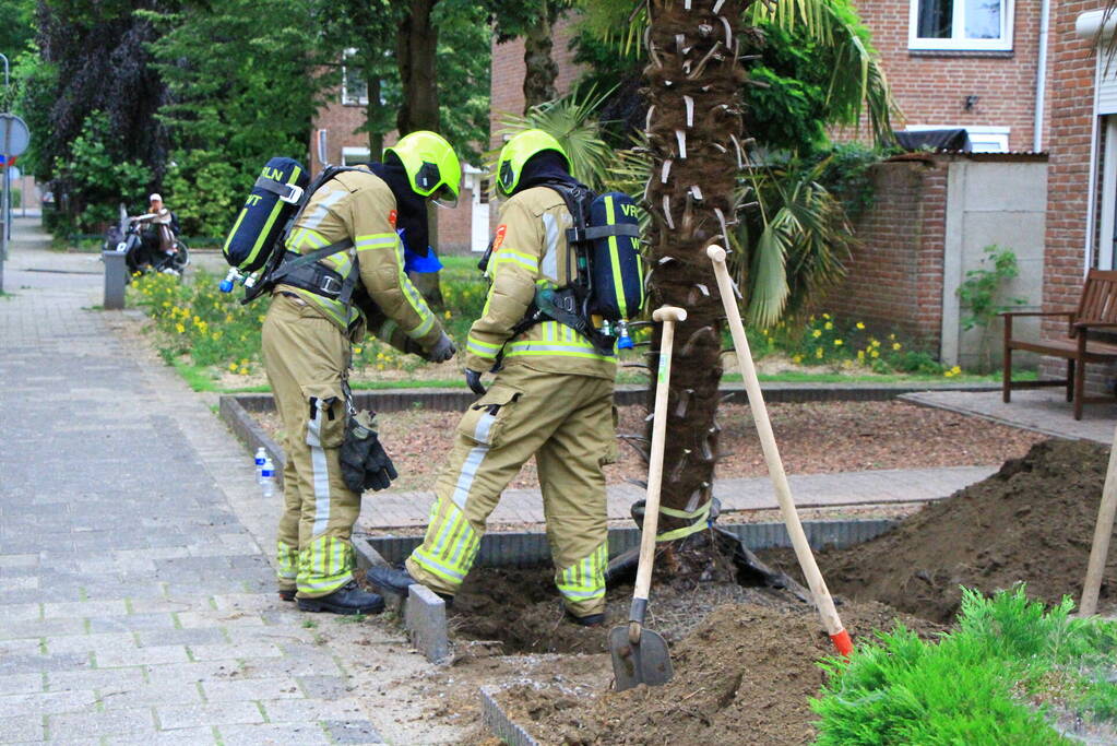 Gasleiding geraakt bij graafwerkzaamheden