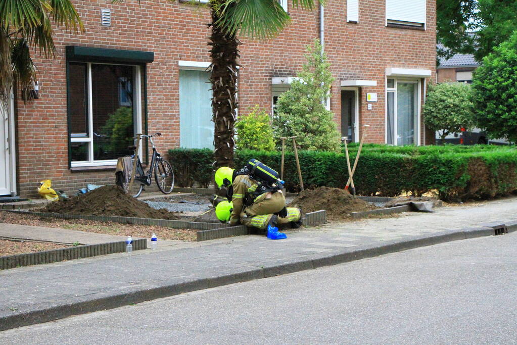 Gasleiding geraakt bij graafwerkzaamheden