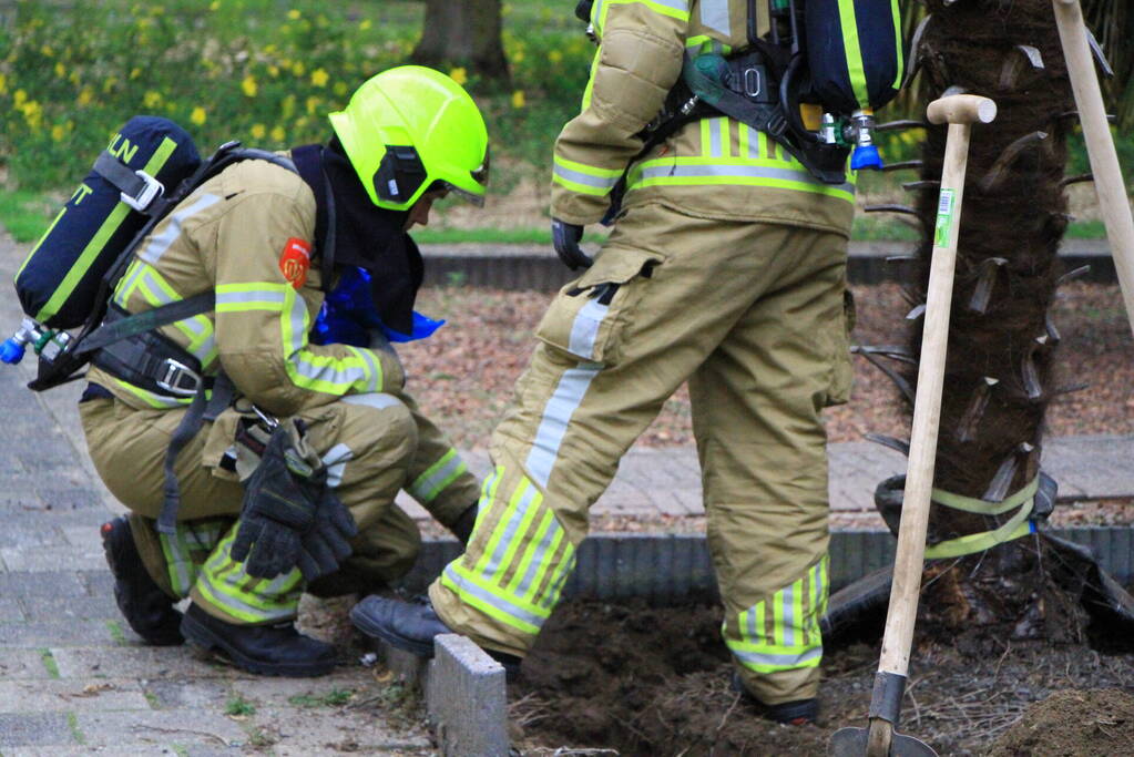 Gasleiding geraakt bij graafwerkzaamheden