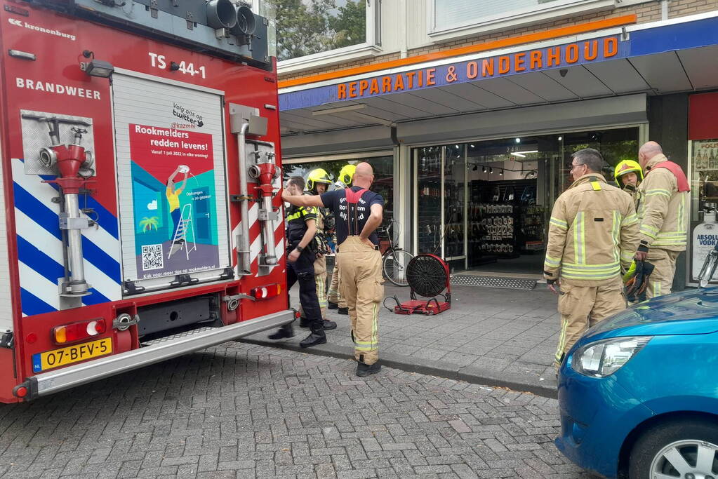 Brand in pand fietsenwinkel