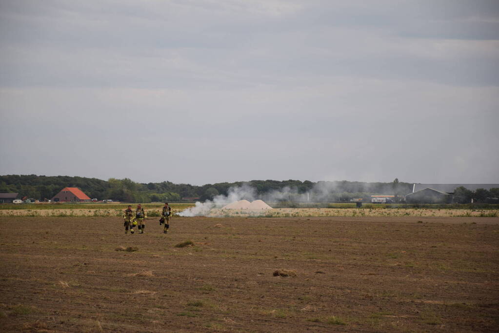 Brand door omploegen van weiland