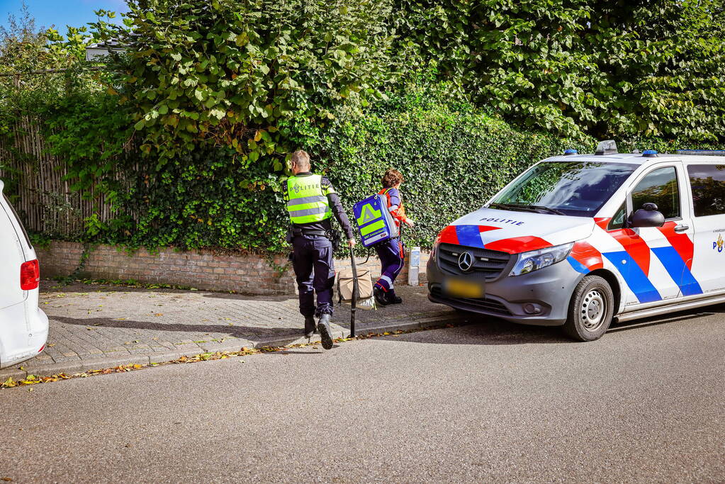 Persoon onwel tijdens snoeien van heg