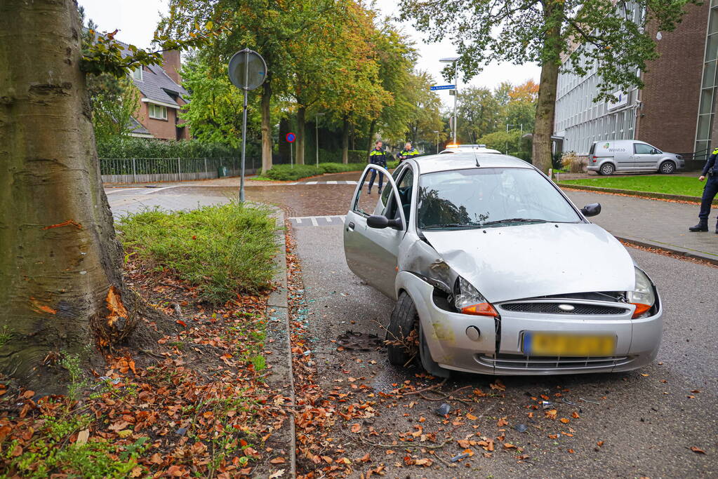 Automobilist eindigt tegen boom