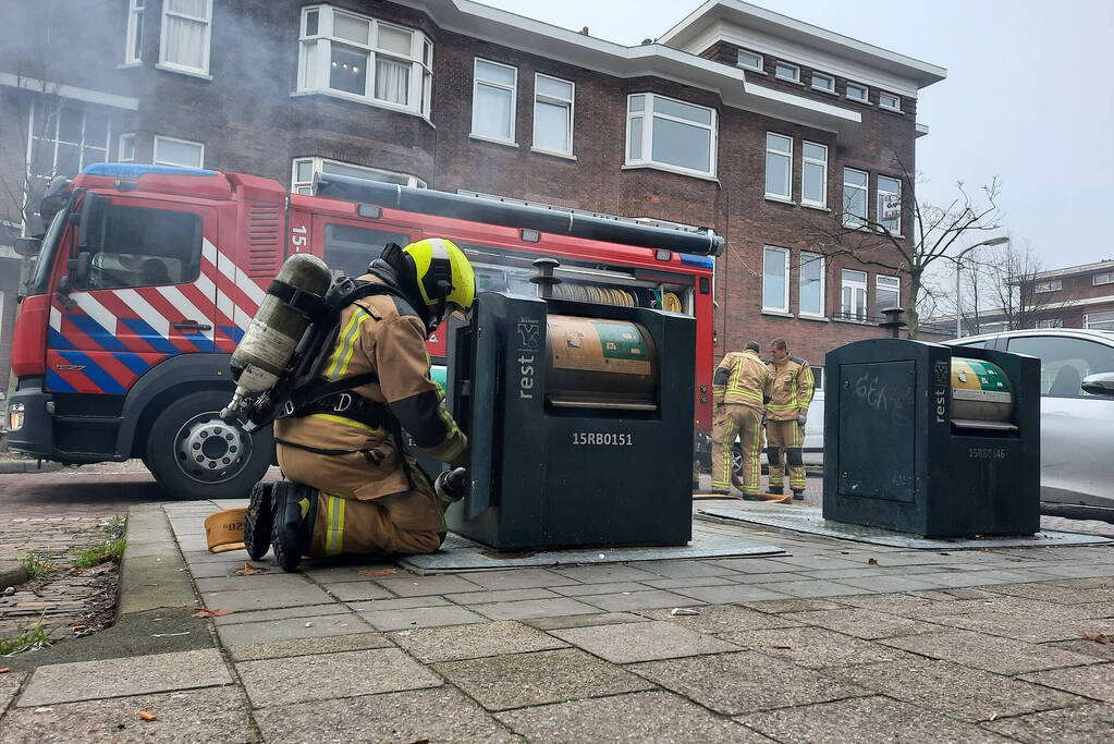 Flinke rookontwikkeling bij containerbrand