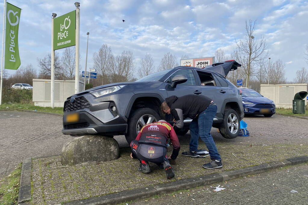 Automobilist komt terecht op varkensrug