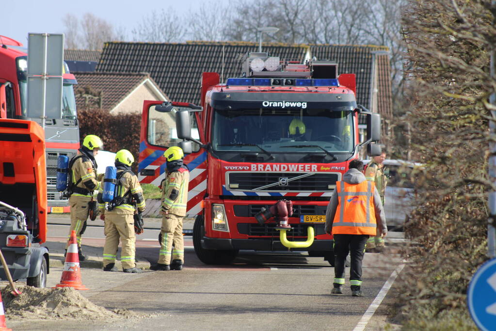 Gasleiding geraakt bij graafwerkzaamheden