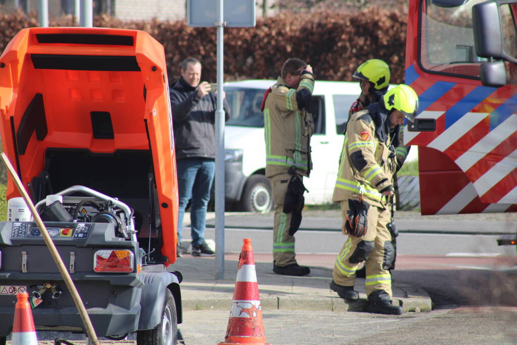 Gasleiding geraakt bij graafwerkzaamheden