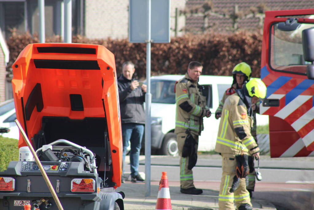 Gasleiding geraakt bij graafwerkzaamheden