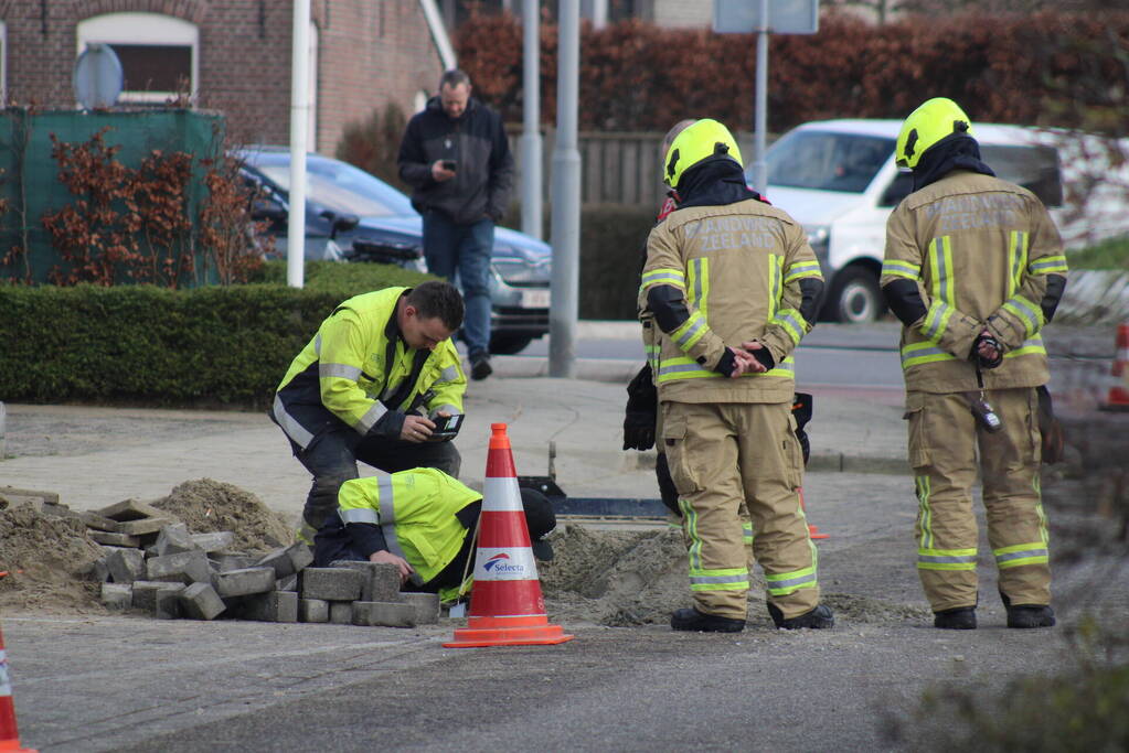 Gasleiding geraakt bij graafwerkzaamheden