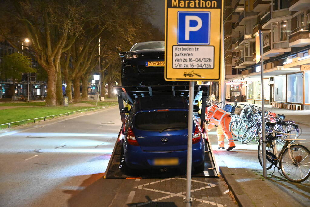 130 fout geparkeerde auto's op route Marathon weggesleept