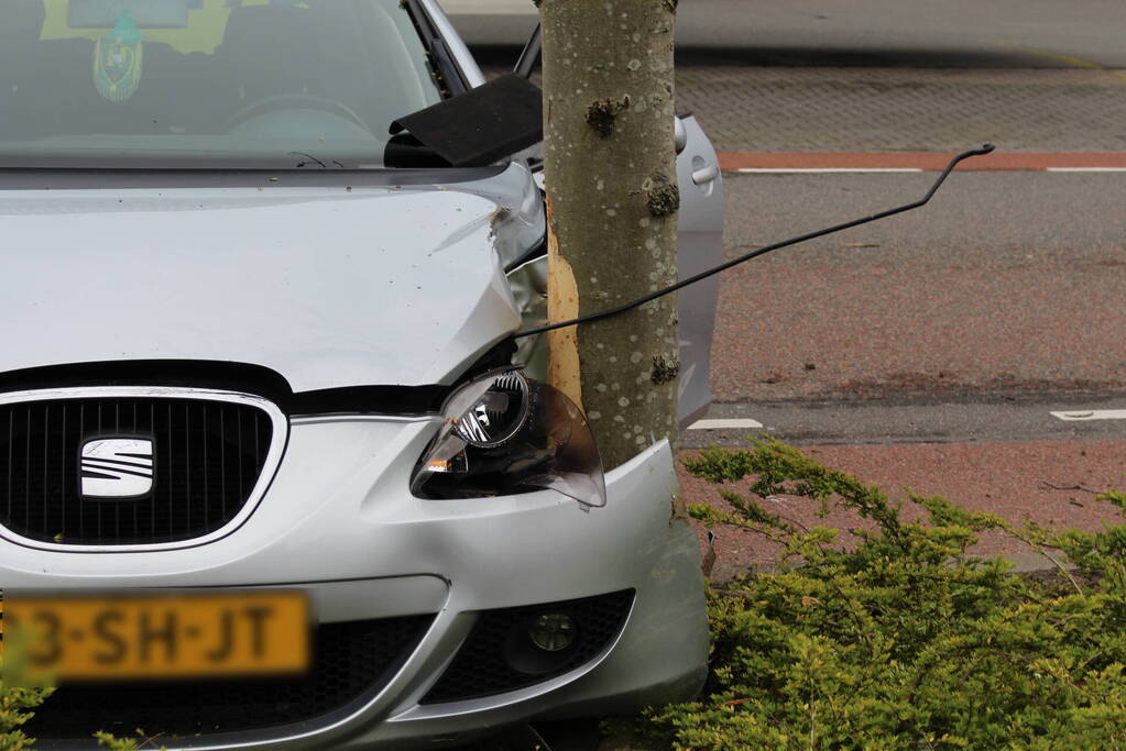 Automobilist raakt van de weg en botst op boom