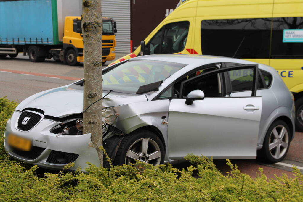 Automobilist raakt van de weg en botst op boom