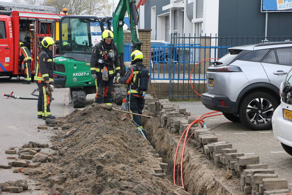 Gasleiding geraakt tijdens graafwerkzaamheden