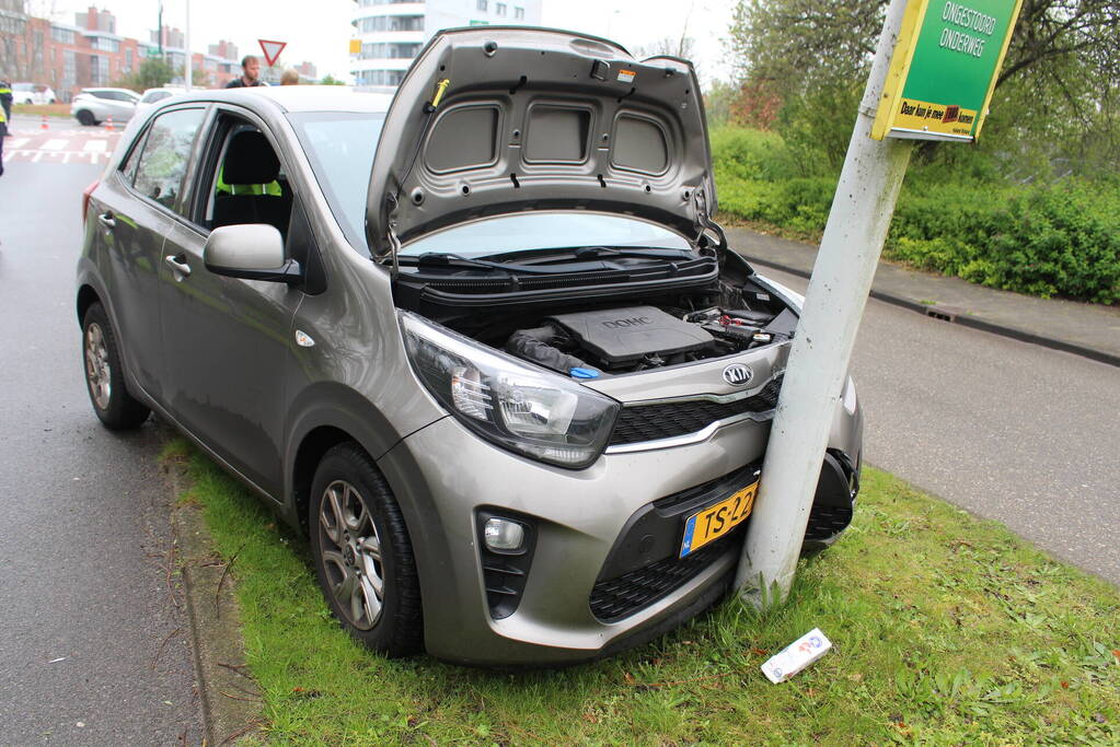 Automobilist botst tegen lantaarnpaal