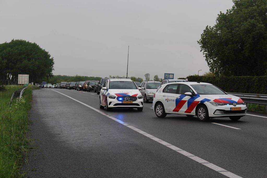 Elektrische auto vliegt in brand op snelweg