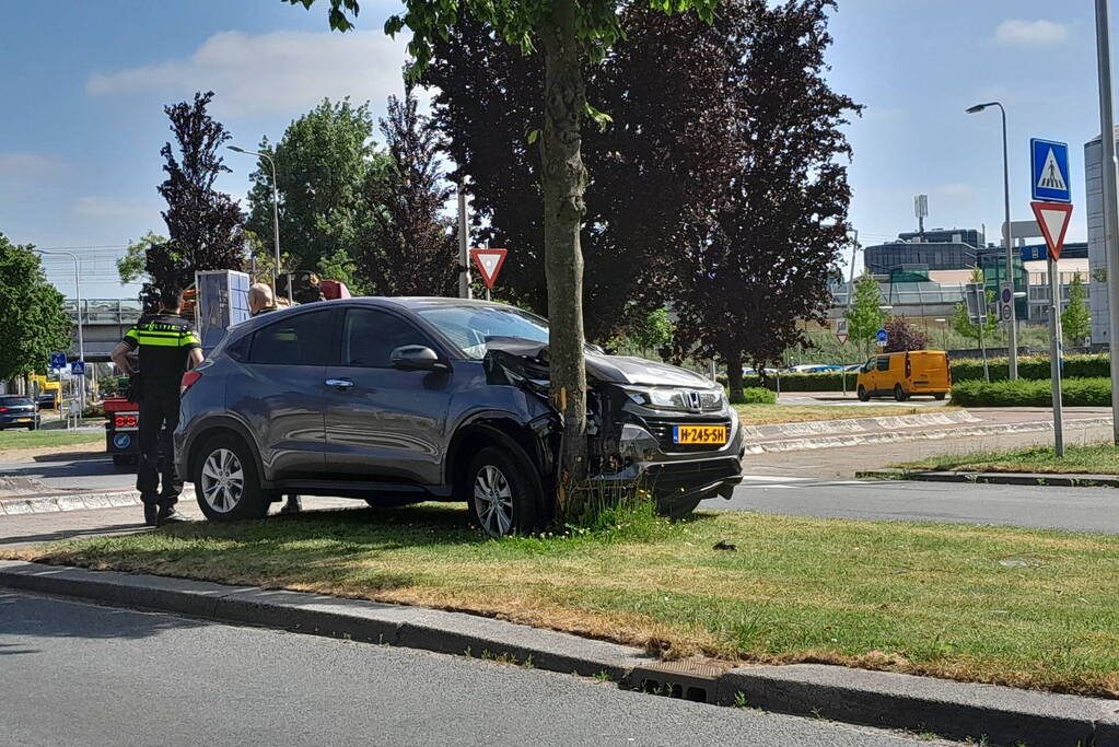 Automobilist eindigt tegen boom