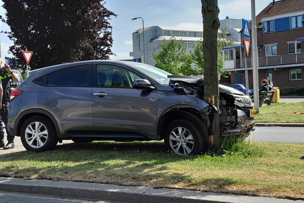 Automobilist eindigt tegen boom