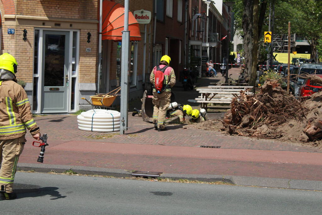 Werkzaamheden verstoord door gaslekkage