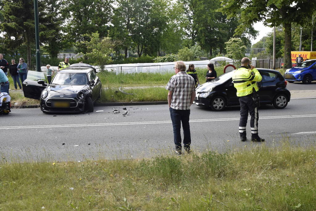 Flinke schade bij botsing tussen taxibus en auto