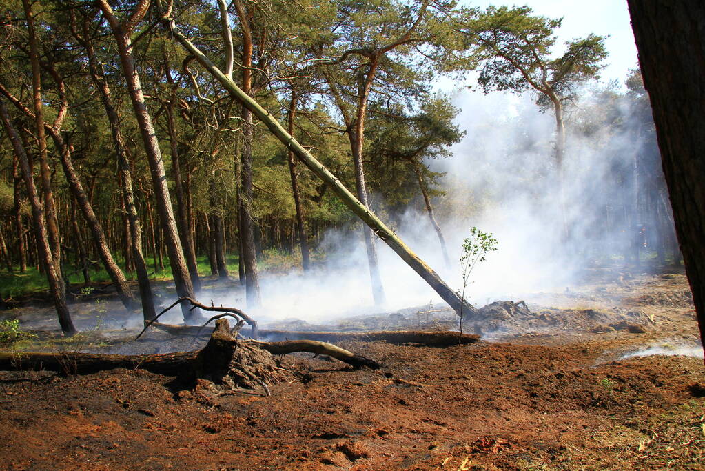 Wederom natuurbrand, brandweer rijdt zich vast