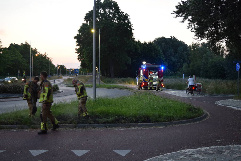 Bermbrand recht tegenover brandweerkazerne