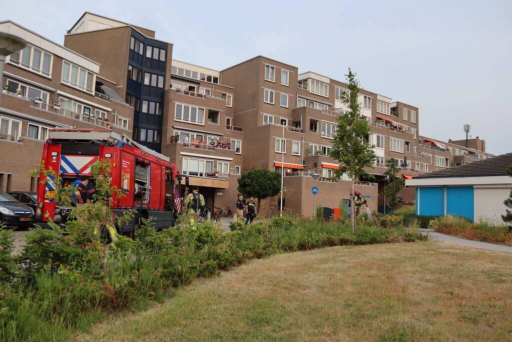 Gedumpt afval bij containers in brand