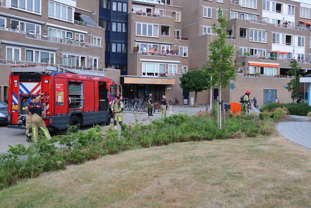 Gedumpt afval bij containers in brand