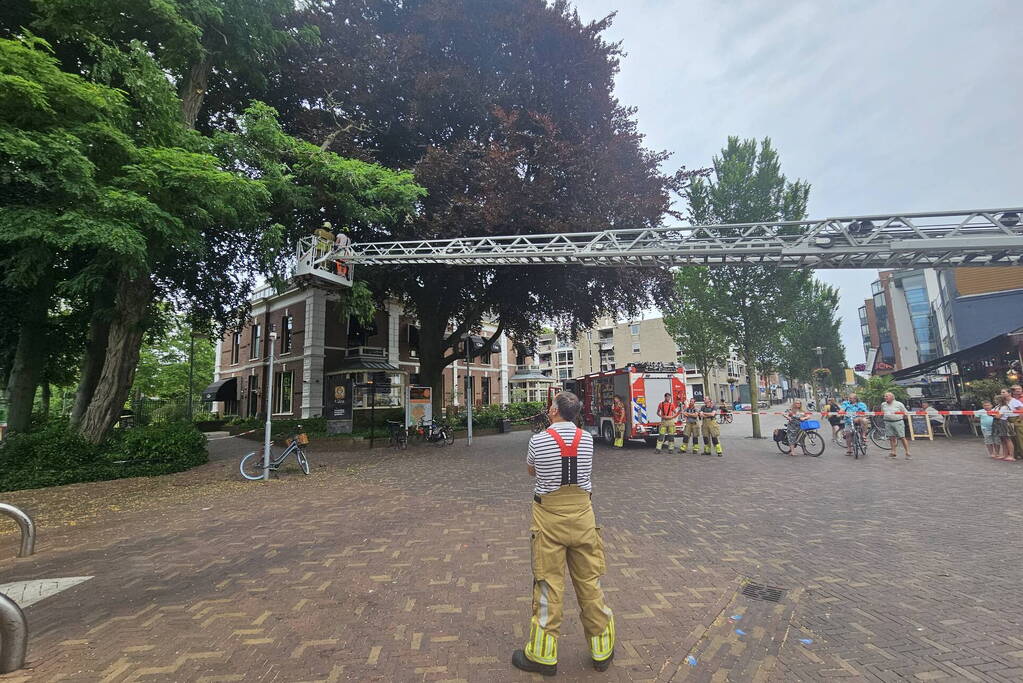 Winkelgebied deels afgesloten door gevaarlijk hangende tak