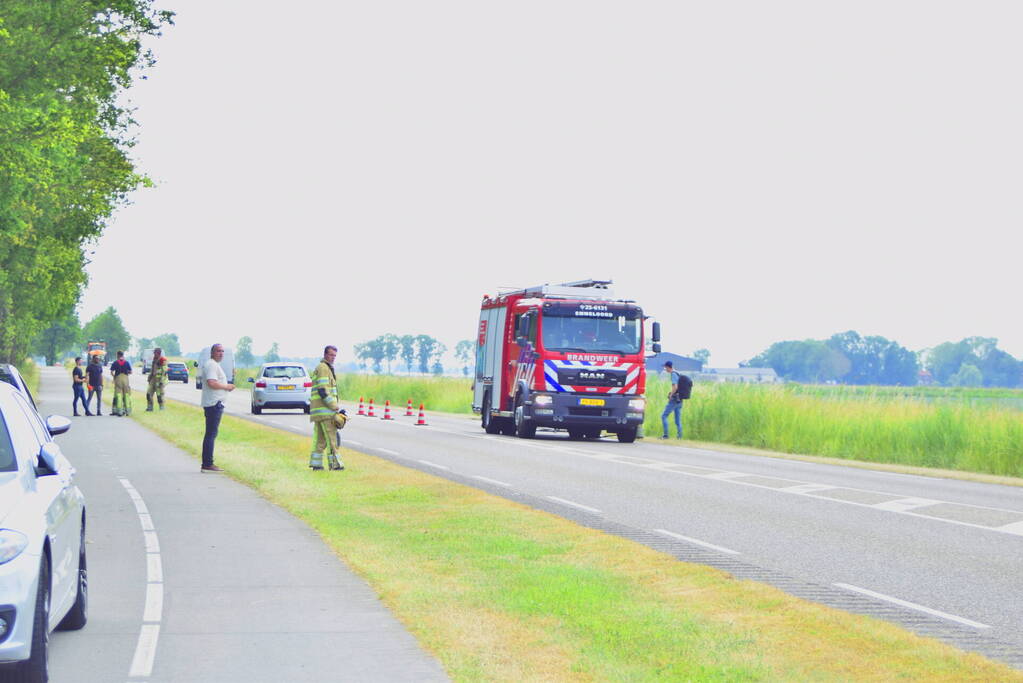 Stuk berm gaat in vlammen op