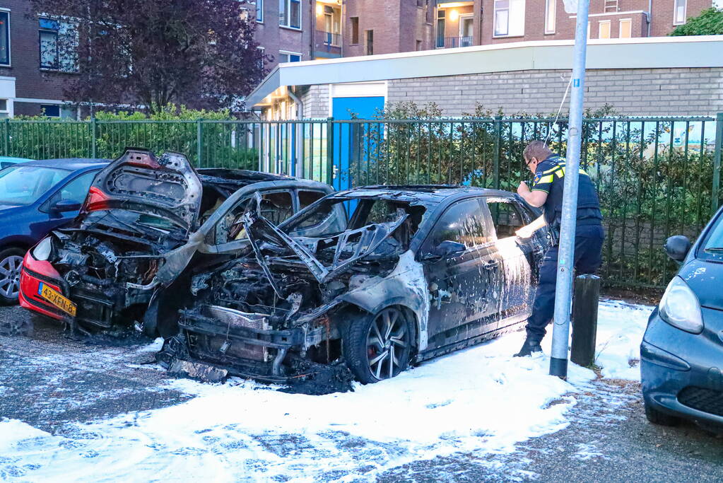 Twee geparkeerd auto's verwoest door brand