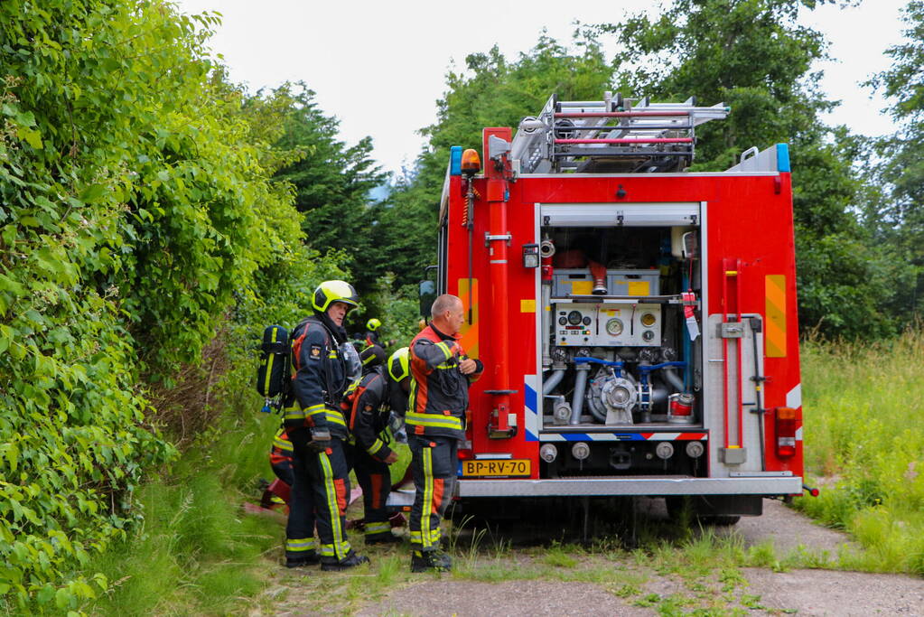 Stapel hout afgebrand