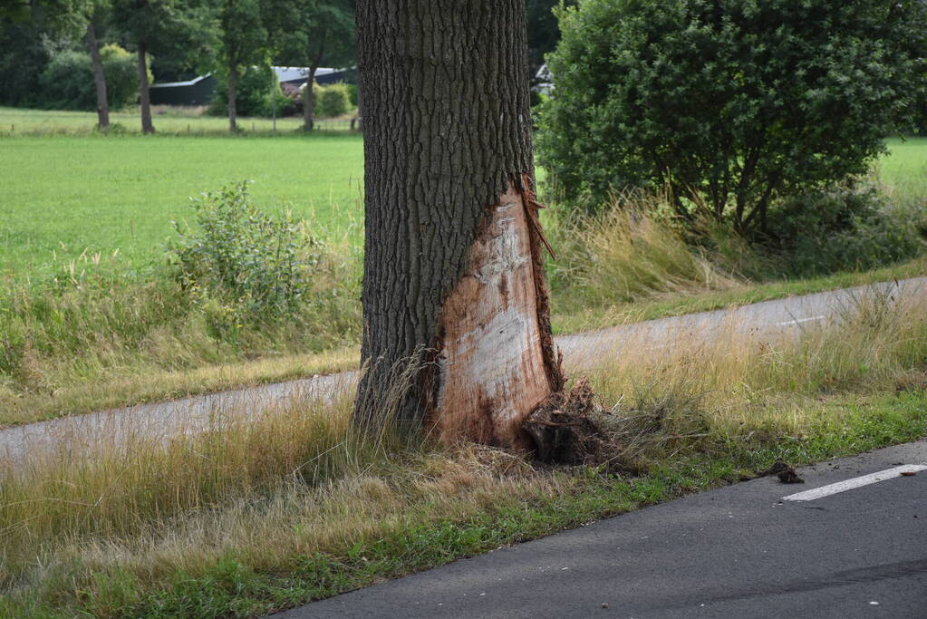 Auto crasht tegen boom, bestuurder gewond