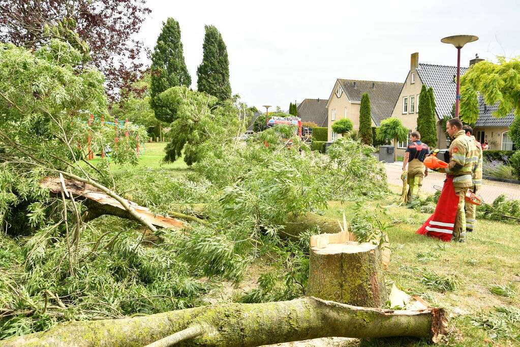 Brandweer zaagt boom om na storm Poly