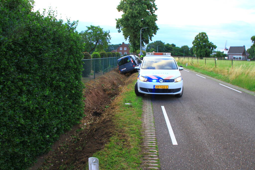 Belgisch voertuig belandt in droge sloot