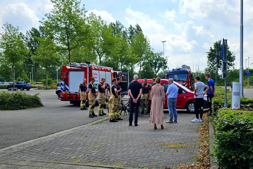 Kat zit vast onder motorkap van auto